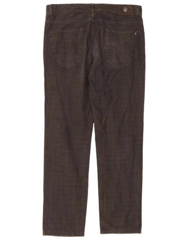 Pantaloni Casual Dritti Uomo Trussardi W36 L32 A Quadri Grigi
