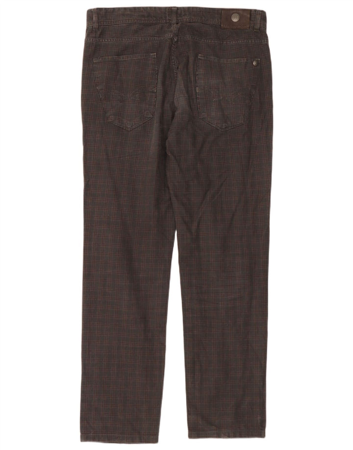 Pantaloni Casual Dritti Uomo Trussardi W36 L32 A Quadri Grigi