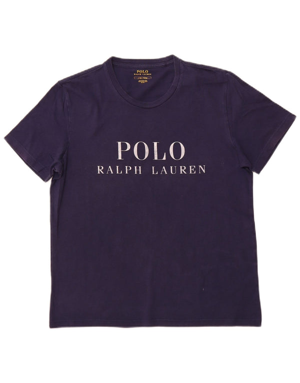 POLO RALPH LAUREN T-shirt grafica da donna Top UK 10 Small Blu Navy