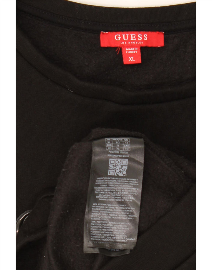 Guess Felpa con grafica corta oversize da donna UK 14 Large Nera