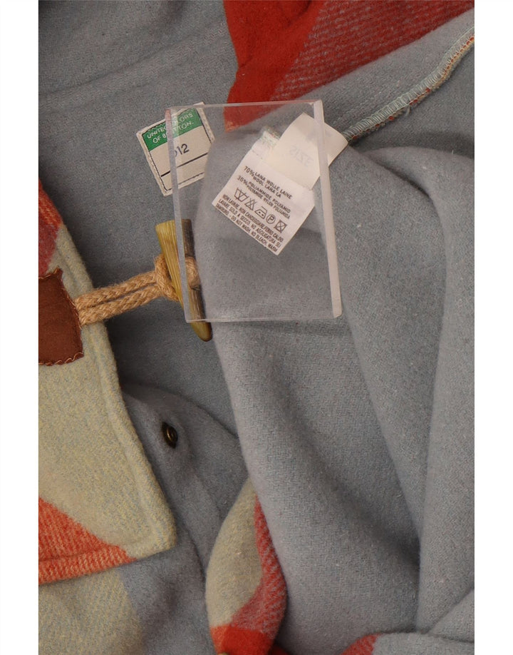 Montgomery con cappuccio da donna Benetton UK 16 grande lana scozzese multicolore