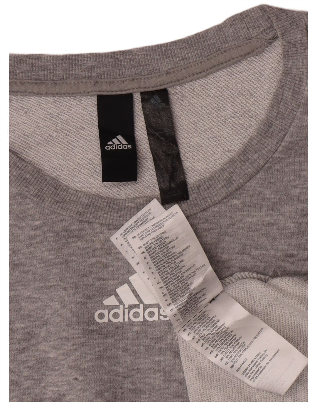 Felpa oversize con grafica Adidas da donna UK 16/8 grande cotone grigio