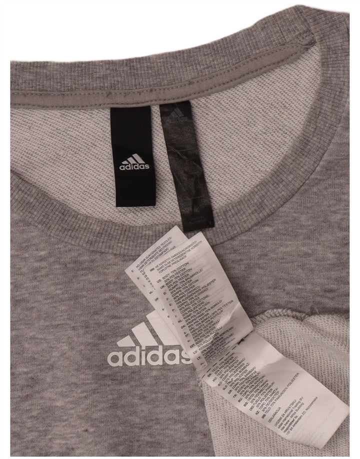 Felpa oversize con grafica Adidas da donna UK 16/8 grande cotone grigio