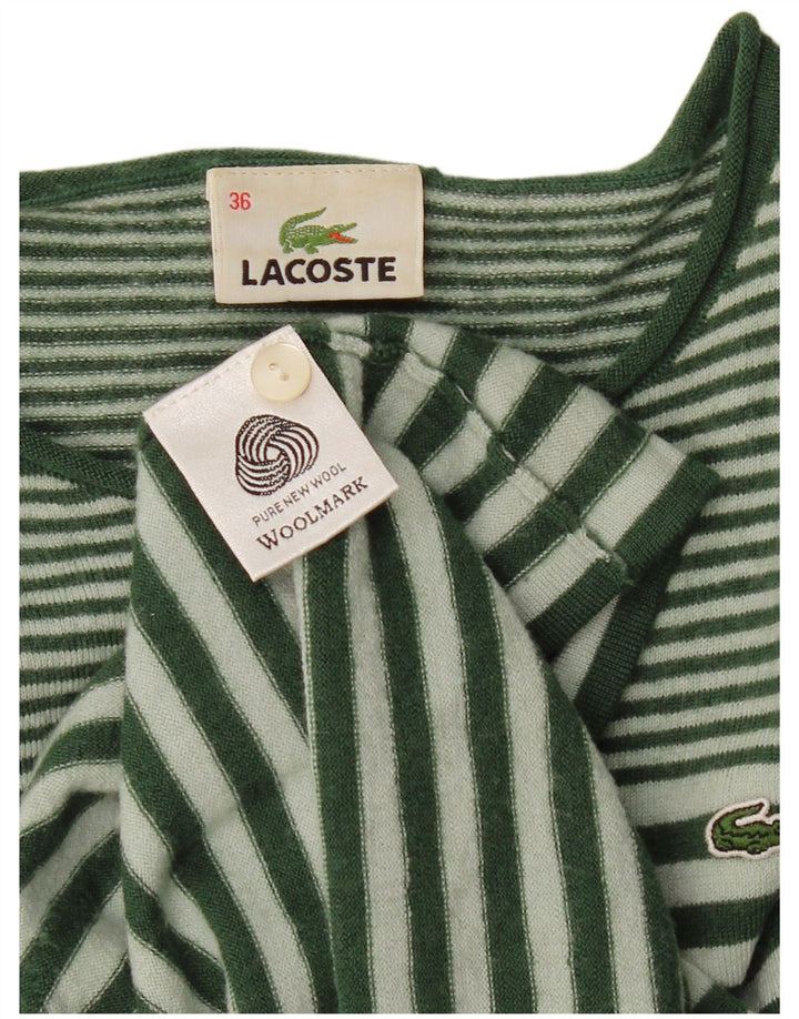 Maglione maglione da donna con scollo a barca Lacoste taglia 36 piccolo a righe verdi