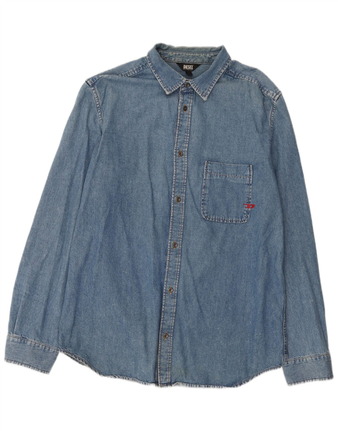Camicia di jeans da uomo Diesel XL in cotone blu