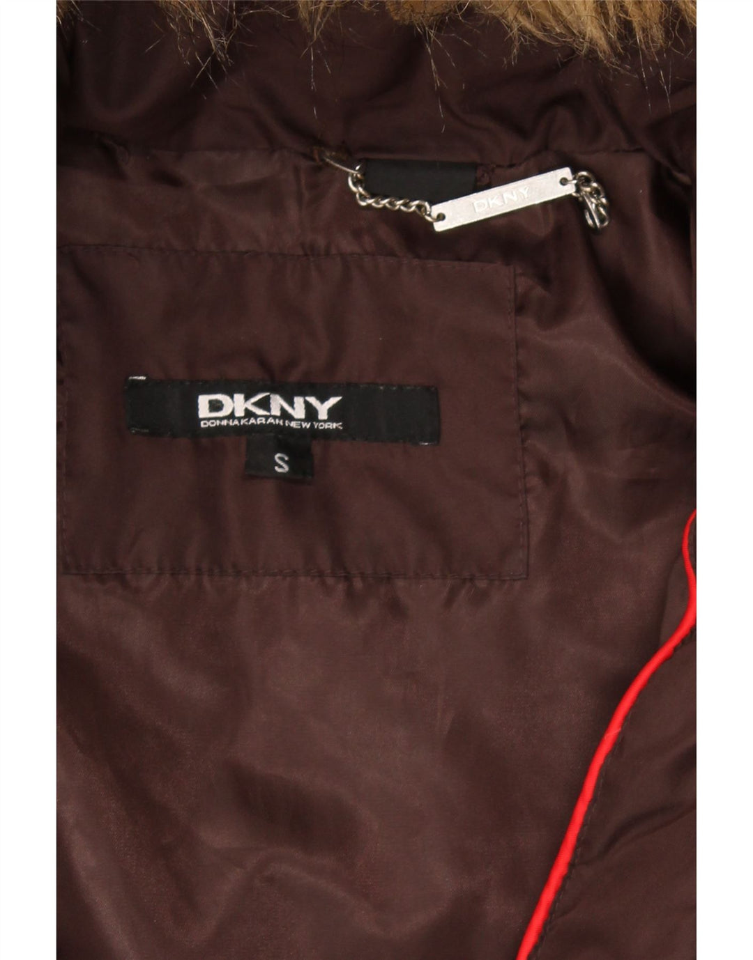 DKNY Womens Hooded Padded Coat UK 10 Small Brown Polyester Vintage Dkny and Second-Hand Dkny from Messina Hembry 