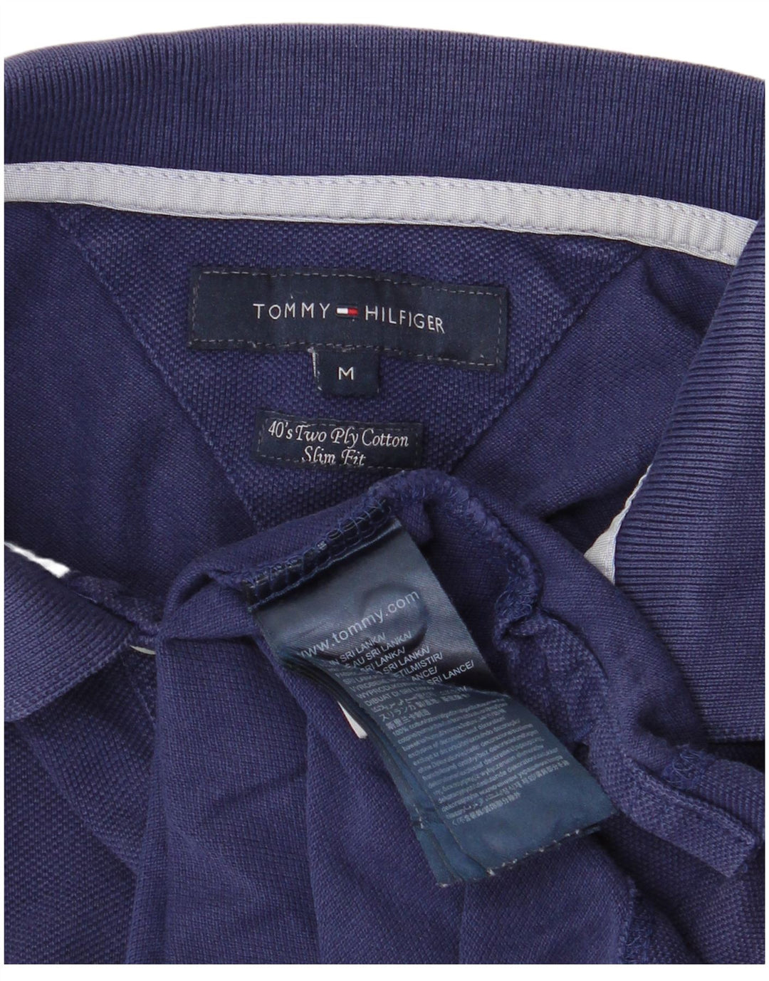 Polo slim fit da uomo Tommy Hilfiger medio blu navy