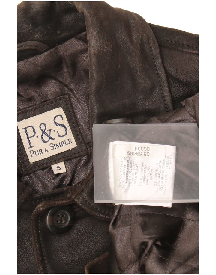 Giacca in pelle da uomo VINTAGE UK 42 XL in pelle marrone