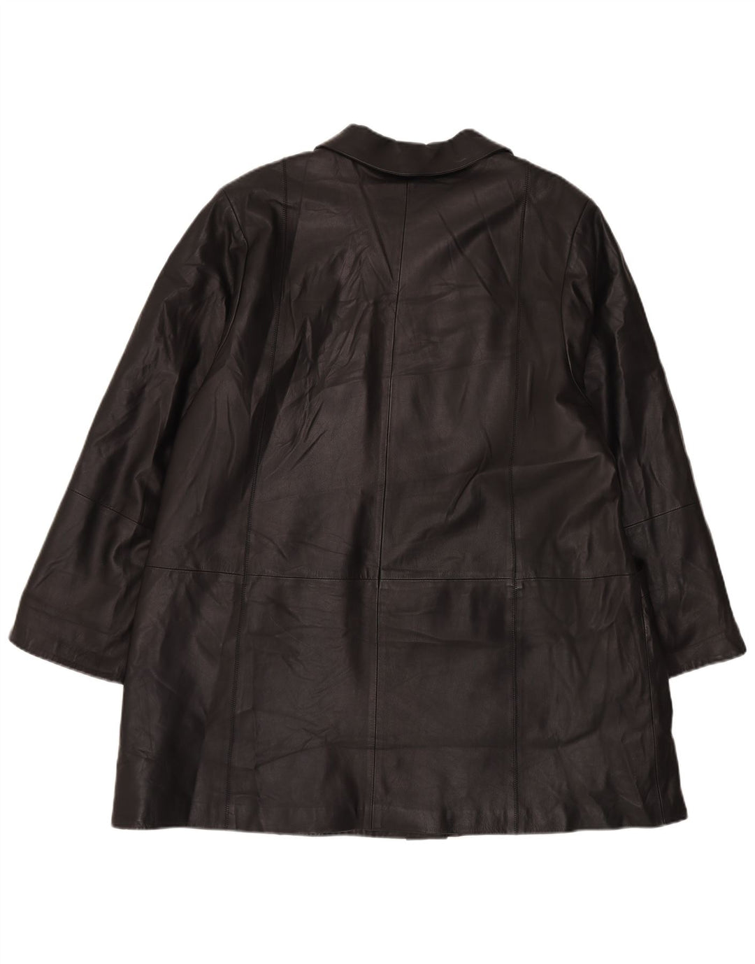 Cappotto oversize in pelle vintage da donna IT 48 XL in pelle nera