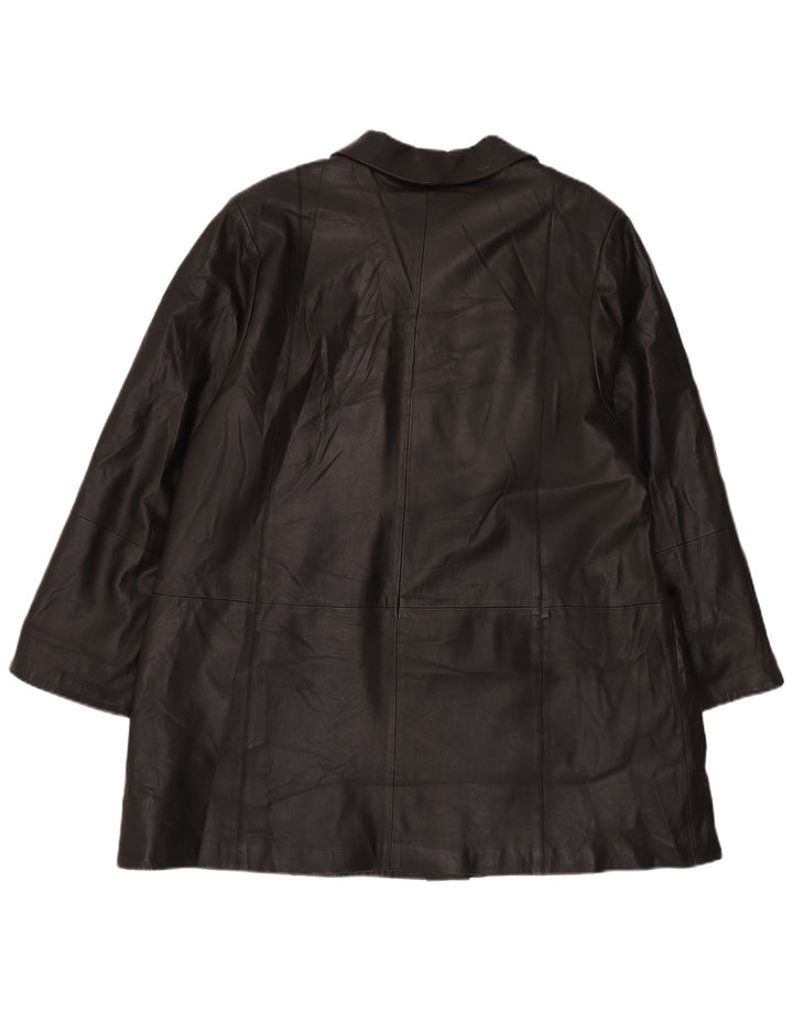Cappotto oversize in pelle vintage da donna IT 48 XL in pelle nera