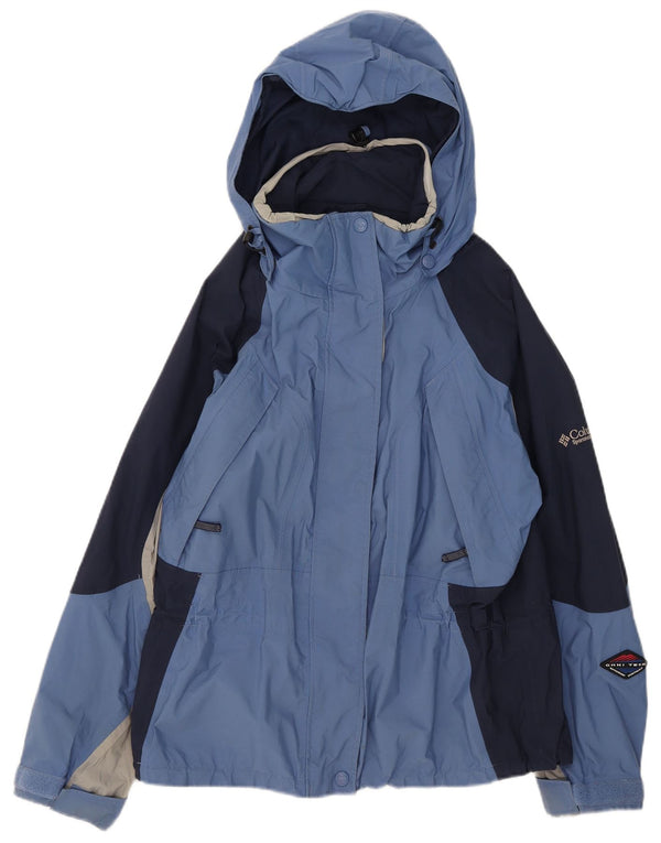 Giacca antipioggia con cappuccio da donna Columbia UK 16 Large Blu Colourblock Nylon