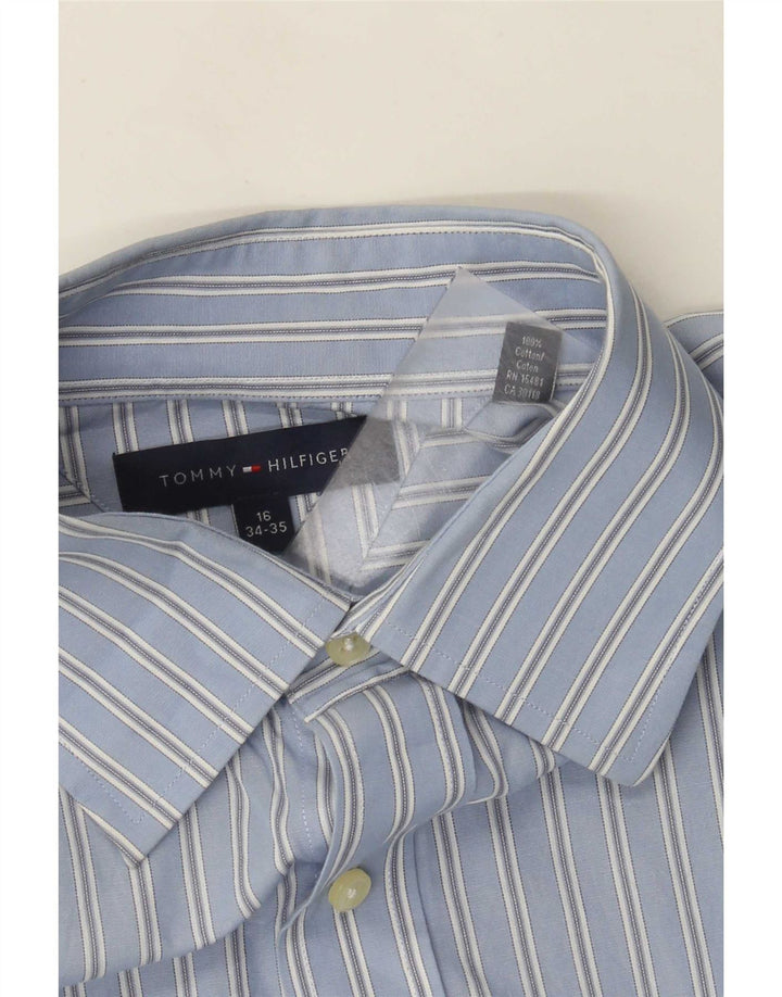 Camicia da uomo Tommy Hilfiger taglia 16 grande cotone a righe blu