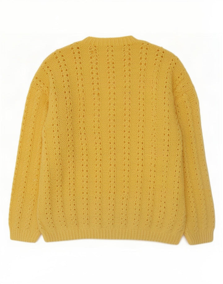 Maglione vintage da uomo con collo alto e maglione grande giallo