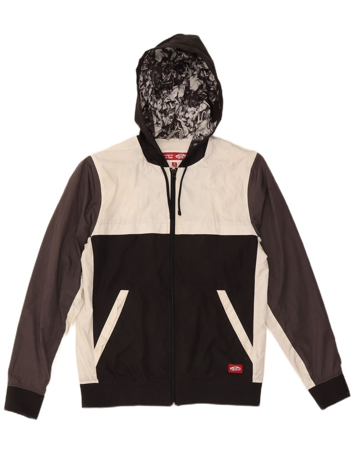 Giacca da ginnastica da uomo con cappuccio Vans Small in poliestere color block nero