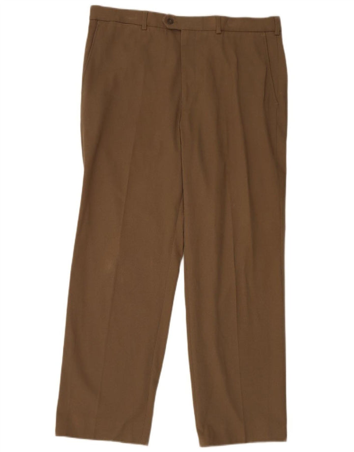 Pantaloni da abito dritti da uomo Marks & Spencer W38 L31 in cotone marrone
