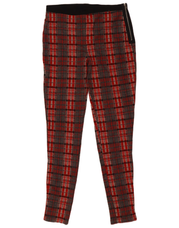Pantaloni casual skinny da donna Topshop UK 12 medi W28 L29 quadri rossi