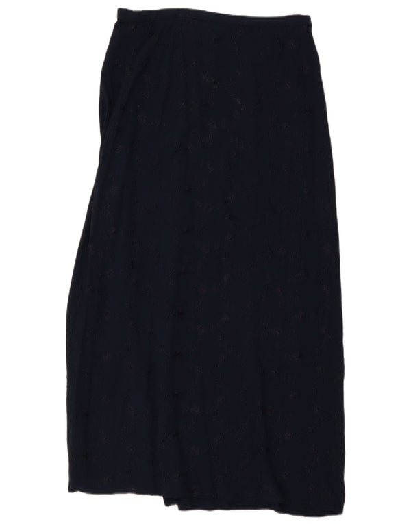 Gonna lunga da donna Dorothy Perkins UK 14 media W30 viscosa floreale blu navy