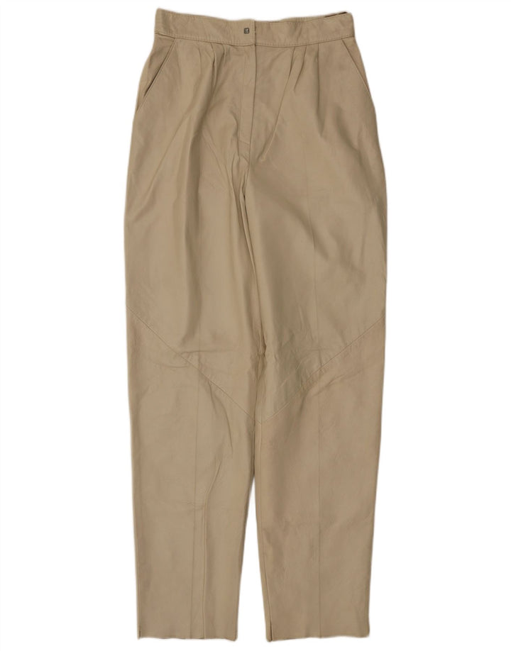 Pantaloni in pelle affusolati da donna VINTAGE W26 L30 Beige