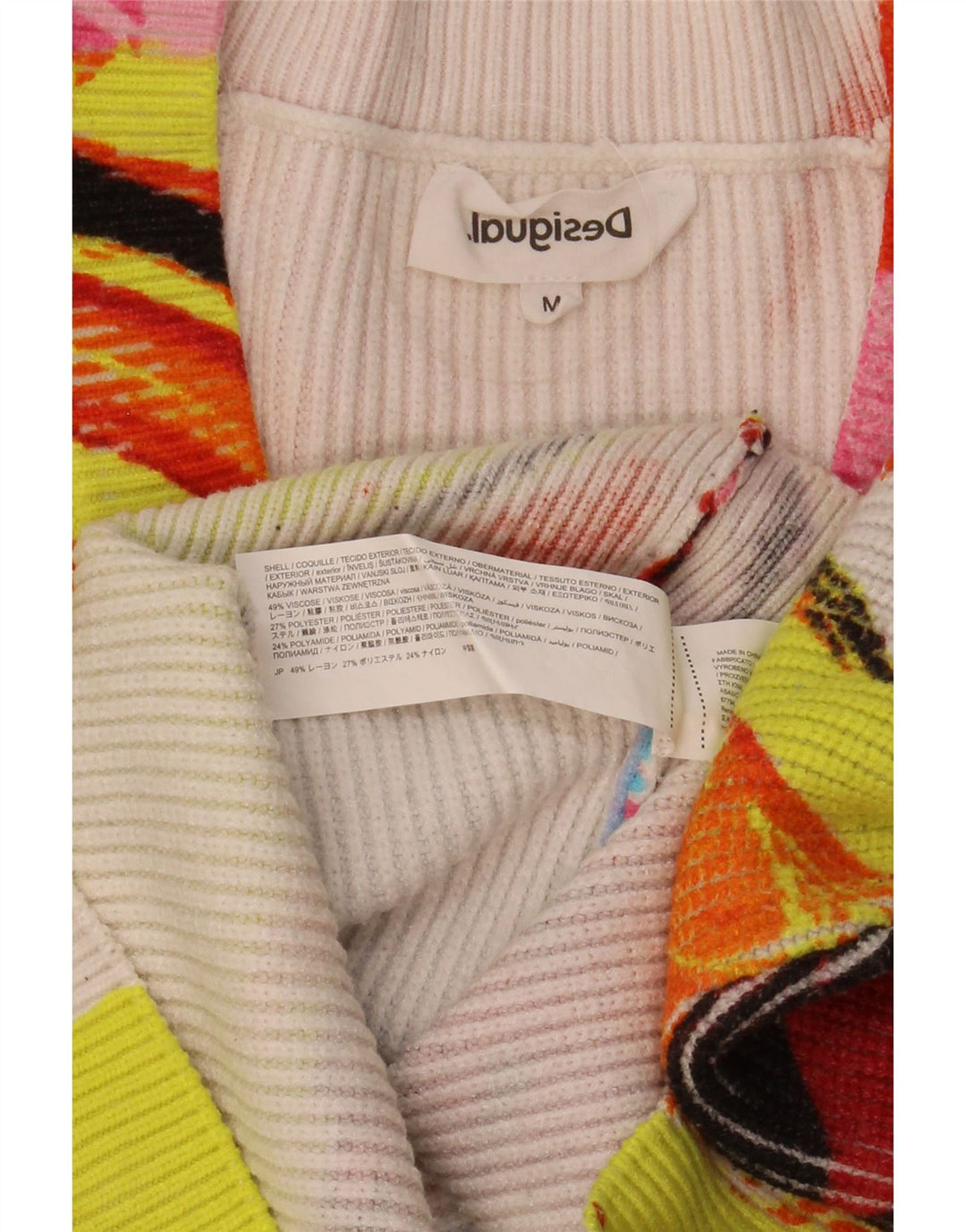 Desigual Maglione da donna con scollo a V UK 14 medio multicolore