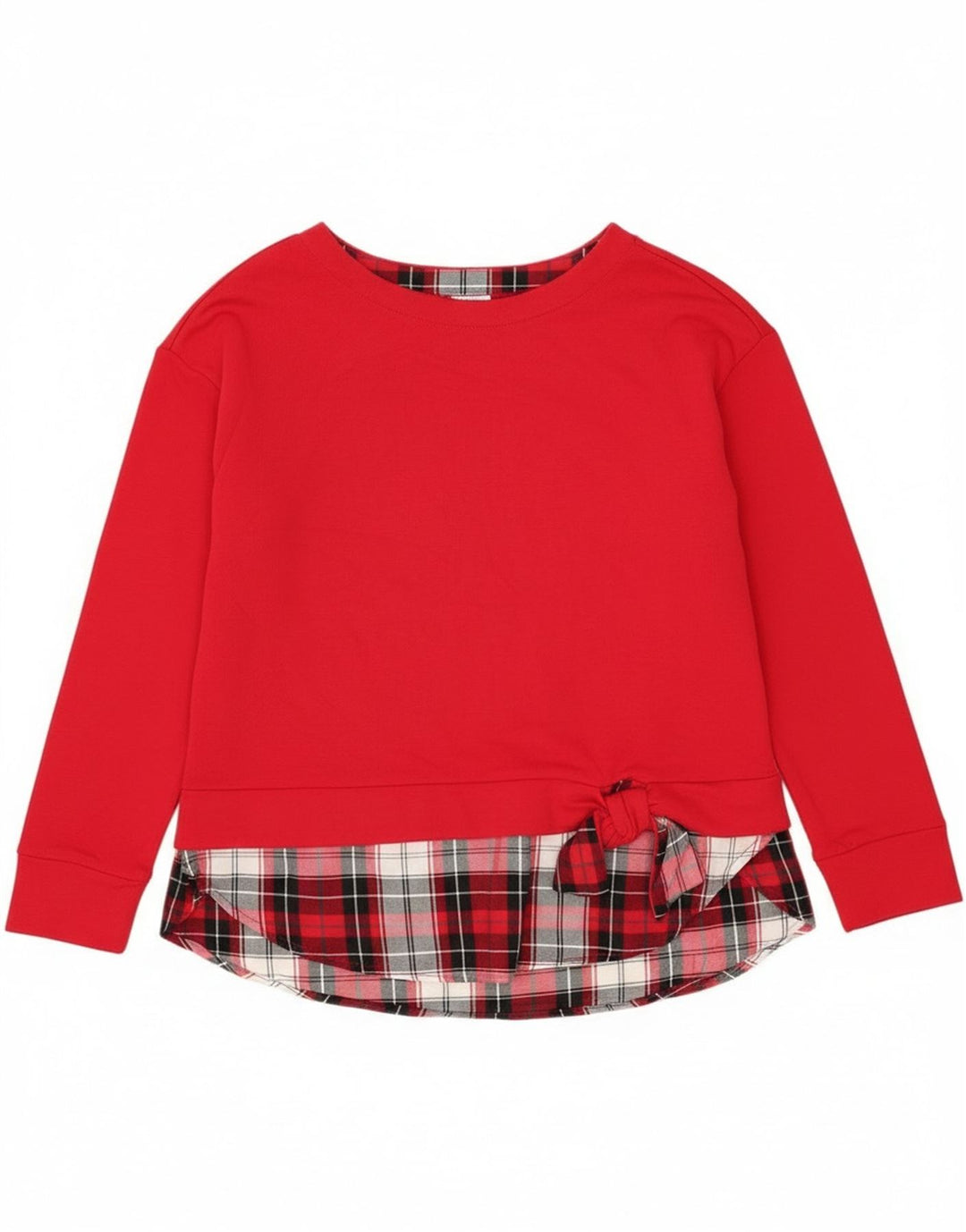 Top da donna a maniche lunghe Izod UK 14 grande cotone scozzese rosso