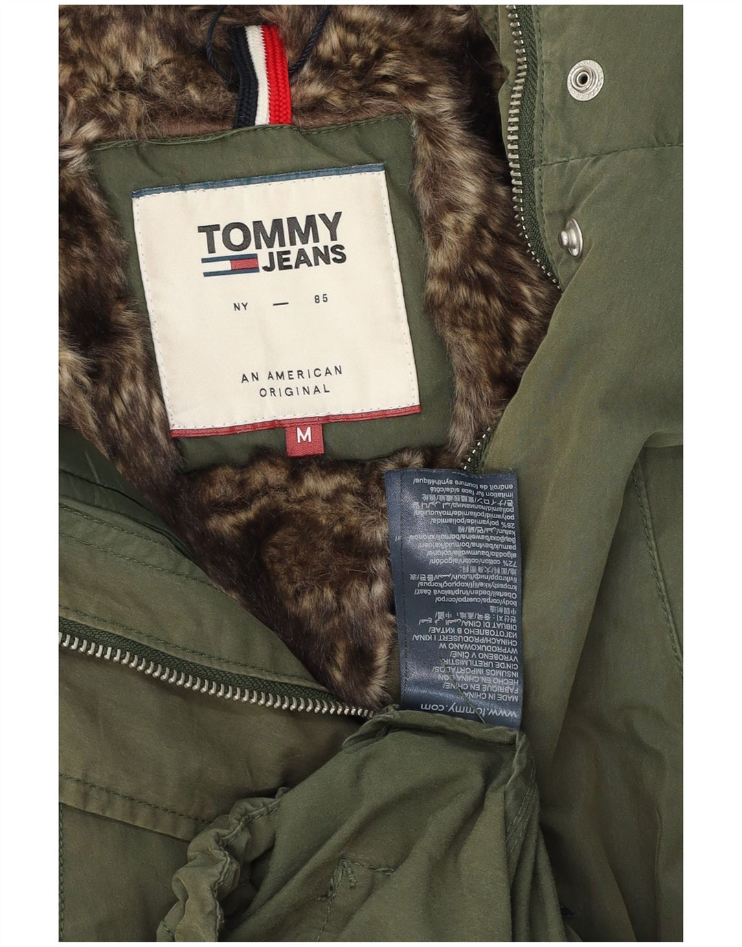 Giacca Parka con cappuccio da donna Tommy Hilfiger UK 14 Cotone verde medio