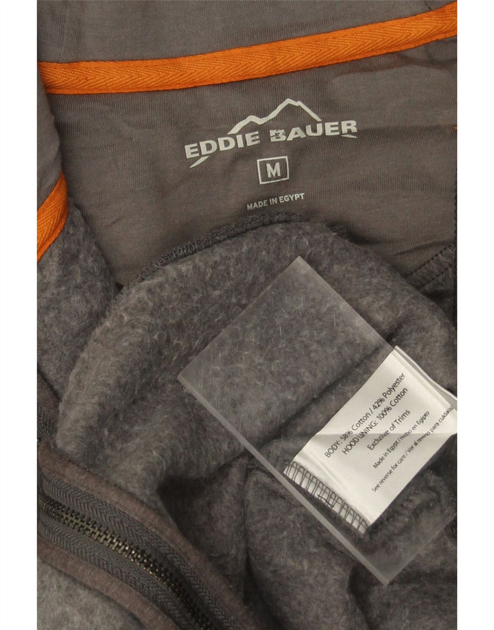 EDDIE BAUER Maglione con cappuccio e zip da uomo in cotone grigio medio