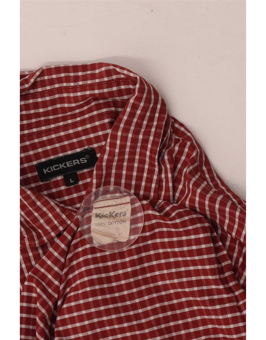 Maglia a maniche corte da uomo Kickers in cotone a quadri rossi grandi