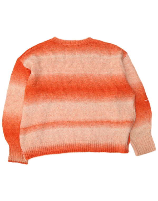 Maglione maglione girocollo da donna Marks & Spencer UK 18 XL a righe arancioni
