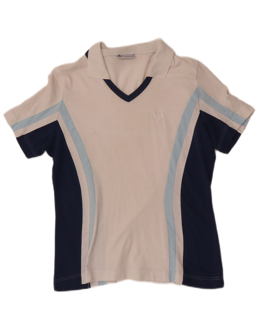 Polo da donna Sergio Tacchini UK 12 cotone color block bianco medio