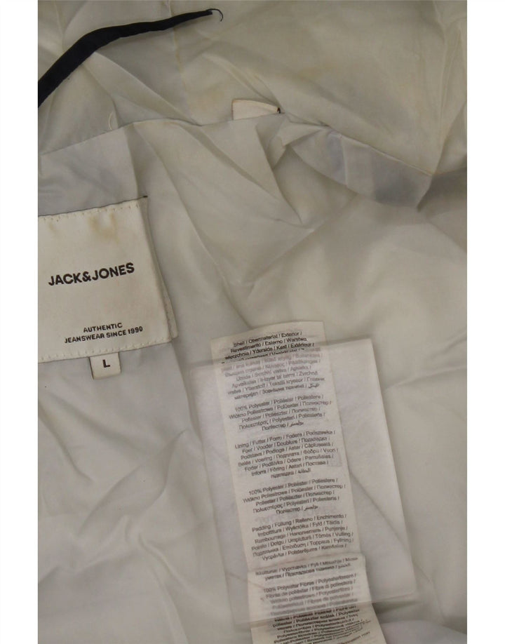 JACK & JONES Giacca imbottita con cappuccio da uomo UK 40 Large Blu Navy Poliestere