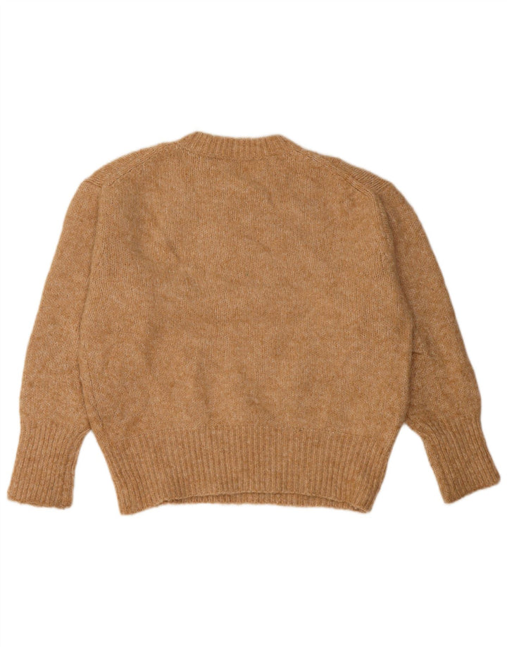 Maglione maglione girocollo oversize da donna Zara UK 10 piccolo poliestere beige