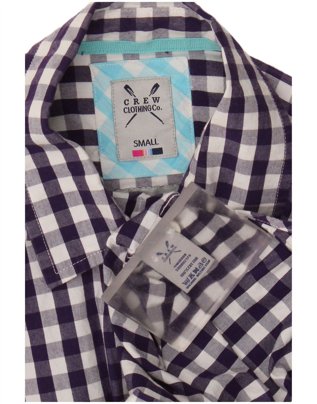 Crew Clothing Camicia da uomo piccola in cotone a quadretti viola