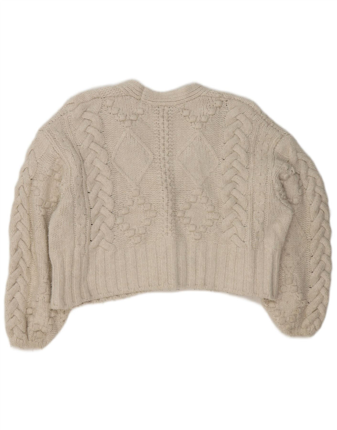 Maglione cardigan oversize corto da donna Zara UK 14 acrilico bianco medio