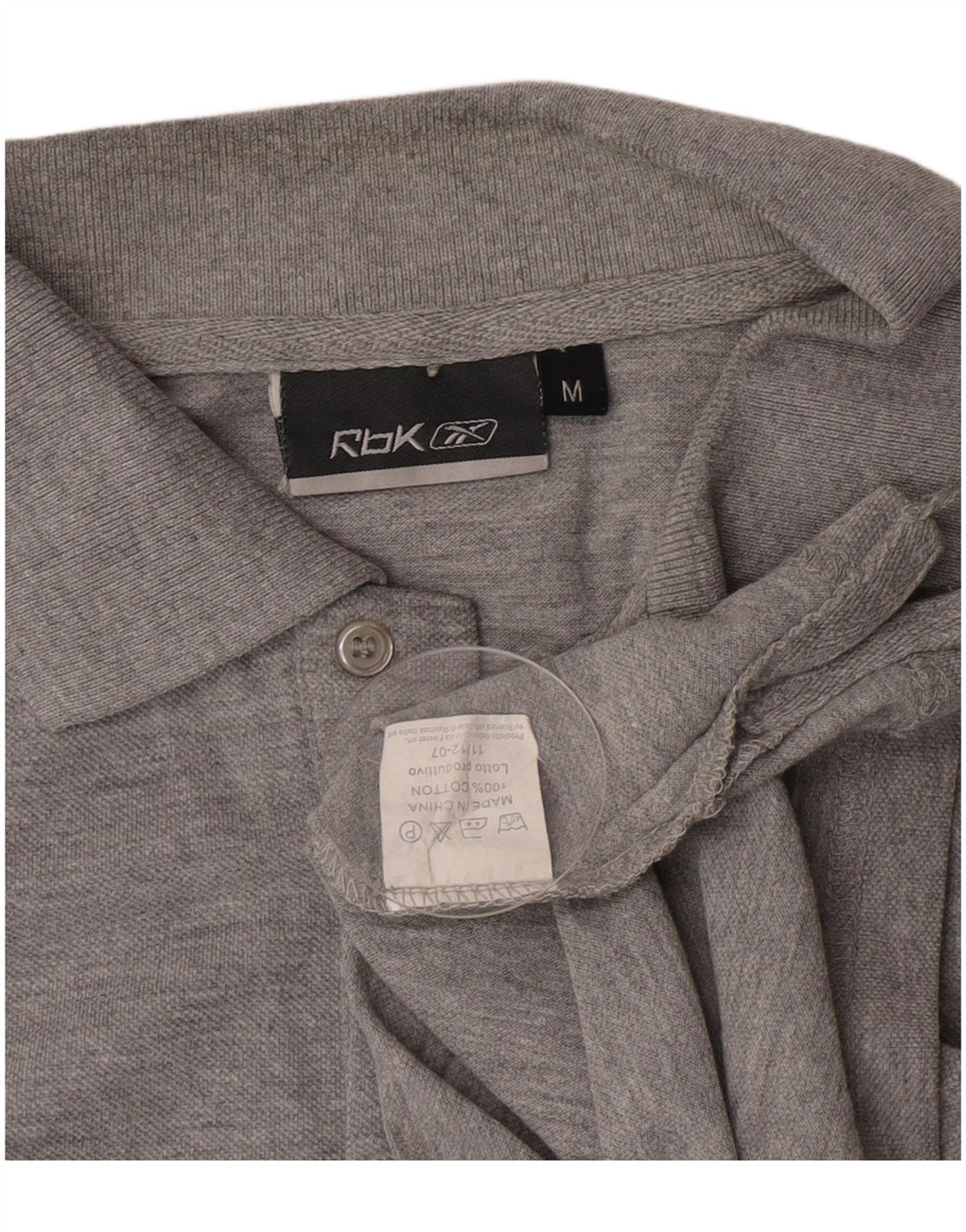 Polo Reebok da uomo in cotone grigio medio
