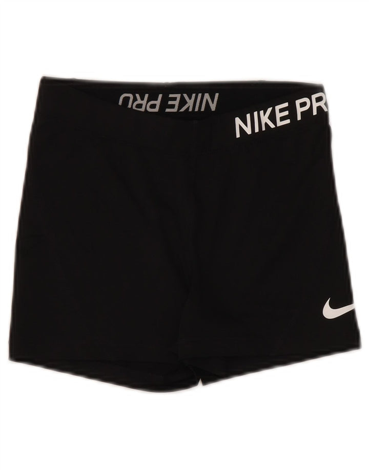 NIKE Womens Dri Fit Graphic Sport Shorts UK 10 Small  Black Polyester