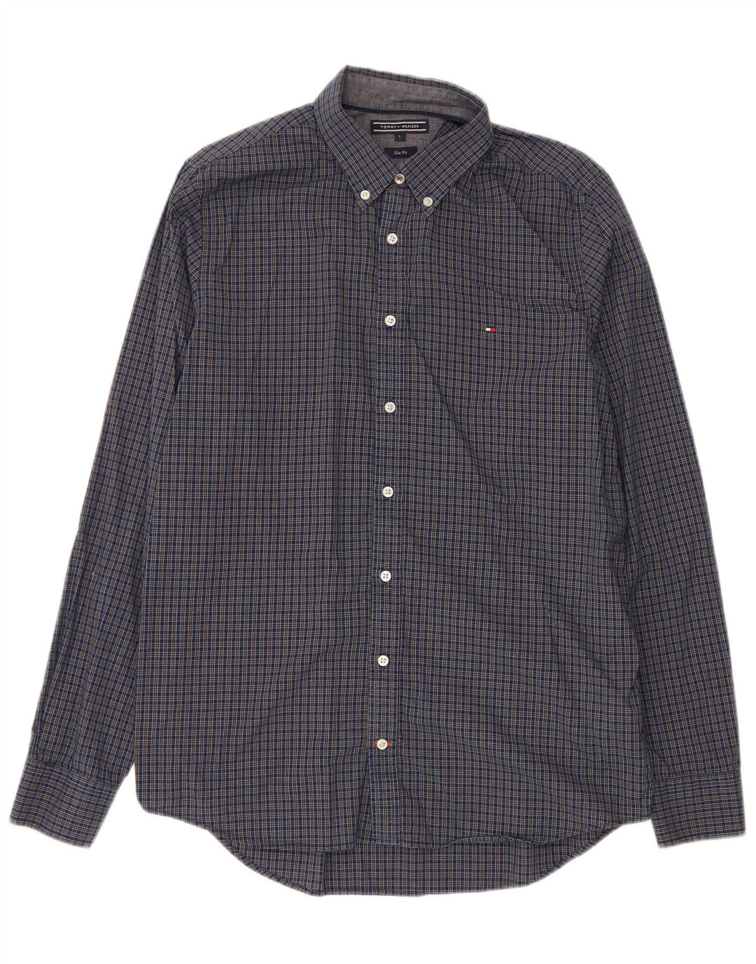 Camicia slim fit da uomo Tommy Hilfiger di grandi dimensioni in cotone a quadri blu navy