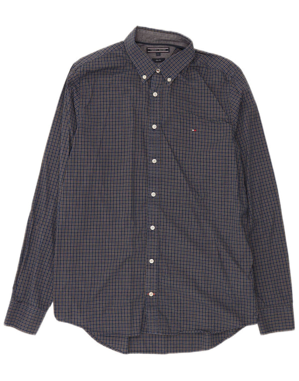 Camicia slim fit da uomo Tommy Hilfiger di grandi dimensioni in cotone a quadri blu navy