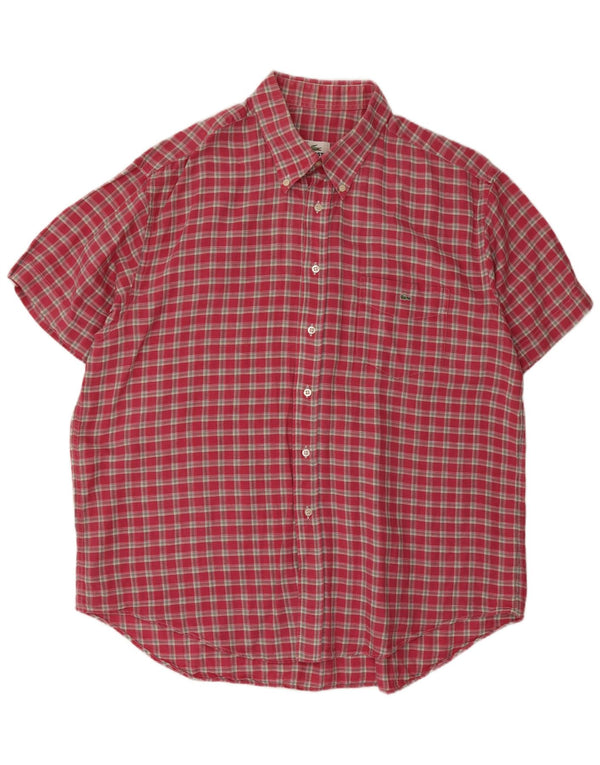 Camicia a maniche corte da uomo Lacoste taglia 44 XL Lino a quadri rosso