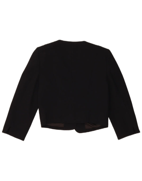 Monsoon Giacca da donna corta aperta blazer UK 10 piccola poliestere nero