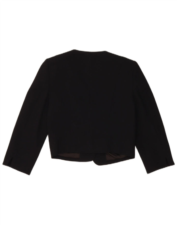 Monsoon Giacca da donna corta aperta blazer UK 10 piccola poliestere nero