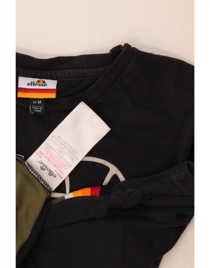 T-shirt grafica da uomo Ellesse Top in cotone color block medio kaki