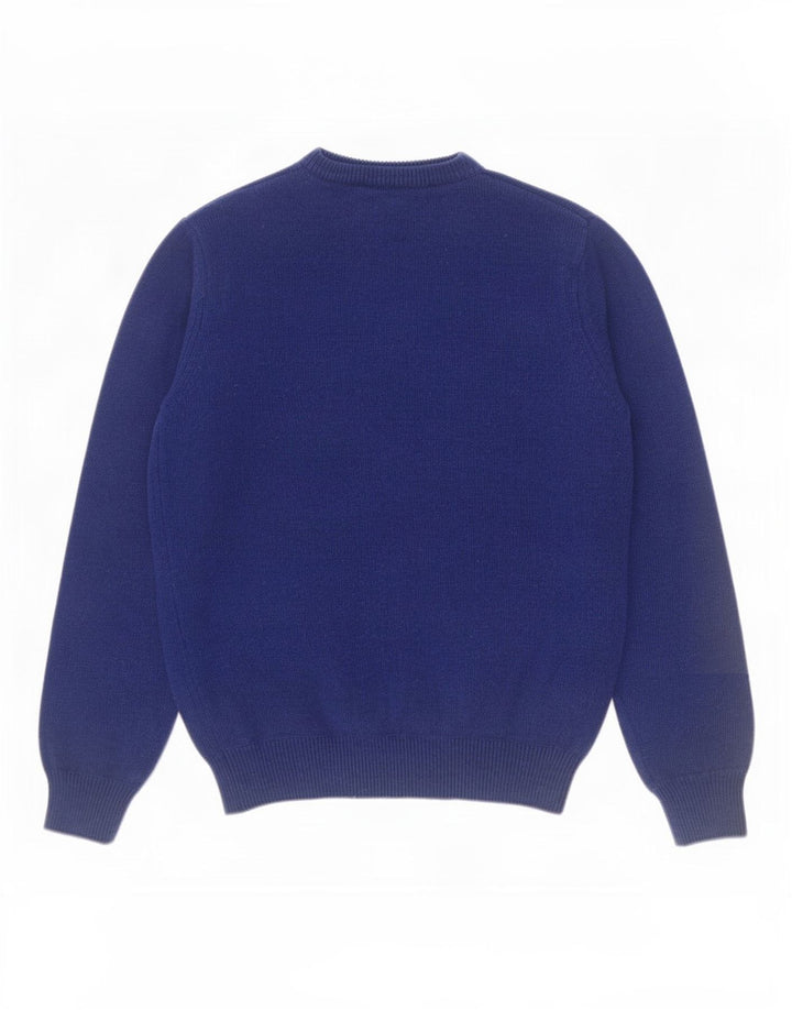 Maglione da uomo girocollo Rifle in lana blu medio