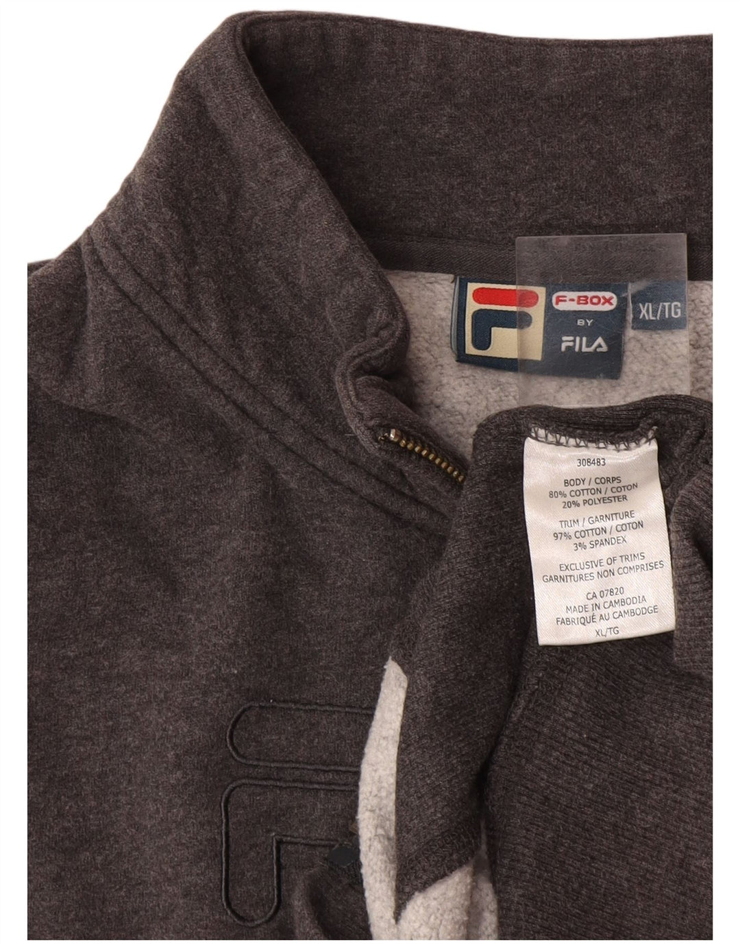 Giacca da ginnastica grafica da uomo Fila XL in cotone grigio