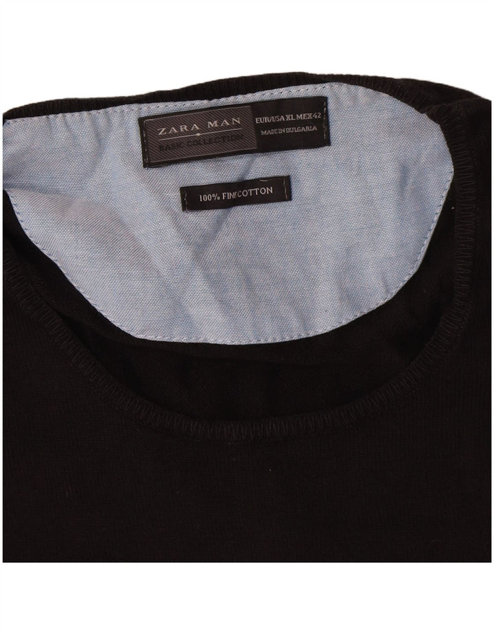 Maglione maglione girocollo da uomo Zara XL in cotone nero