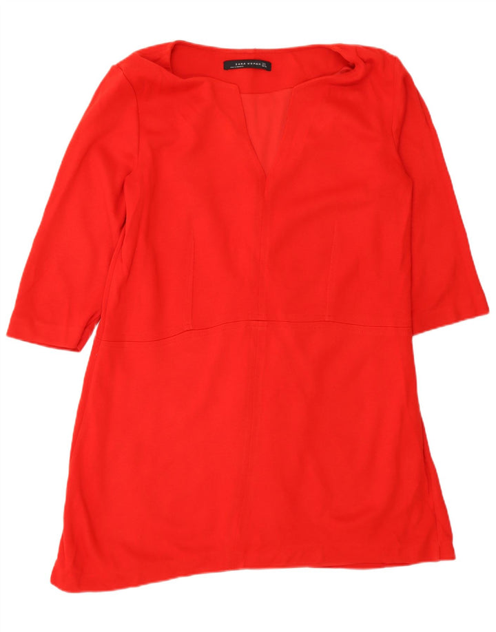 Abito a tunica con maniche a 3/4 da donna Zara UK 16 grande rosso in poliestere