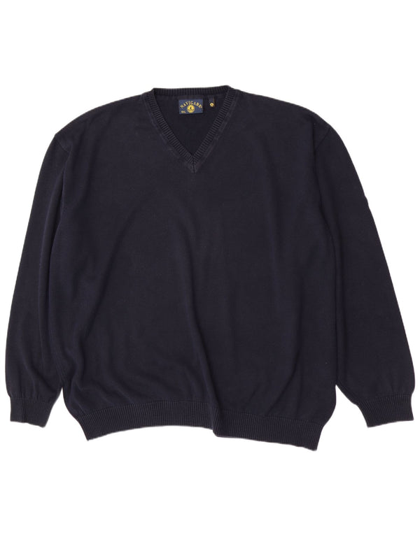 Maglione da uomo con scollo a V Navigare 5XL cotone blu navy