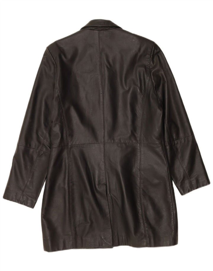 Cappotto in pelle oversize da donna vintage EU 36 piccolo in pelle nera