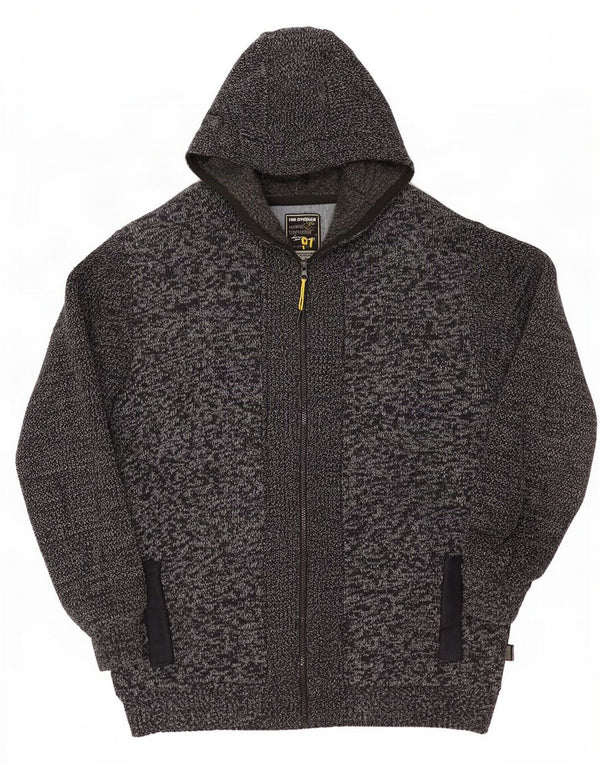 Maglione cardigan con cappuccio da uomo Jim Spencer 3XL cotone chiazzato grigio