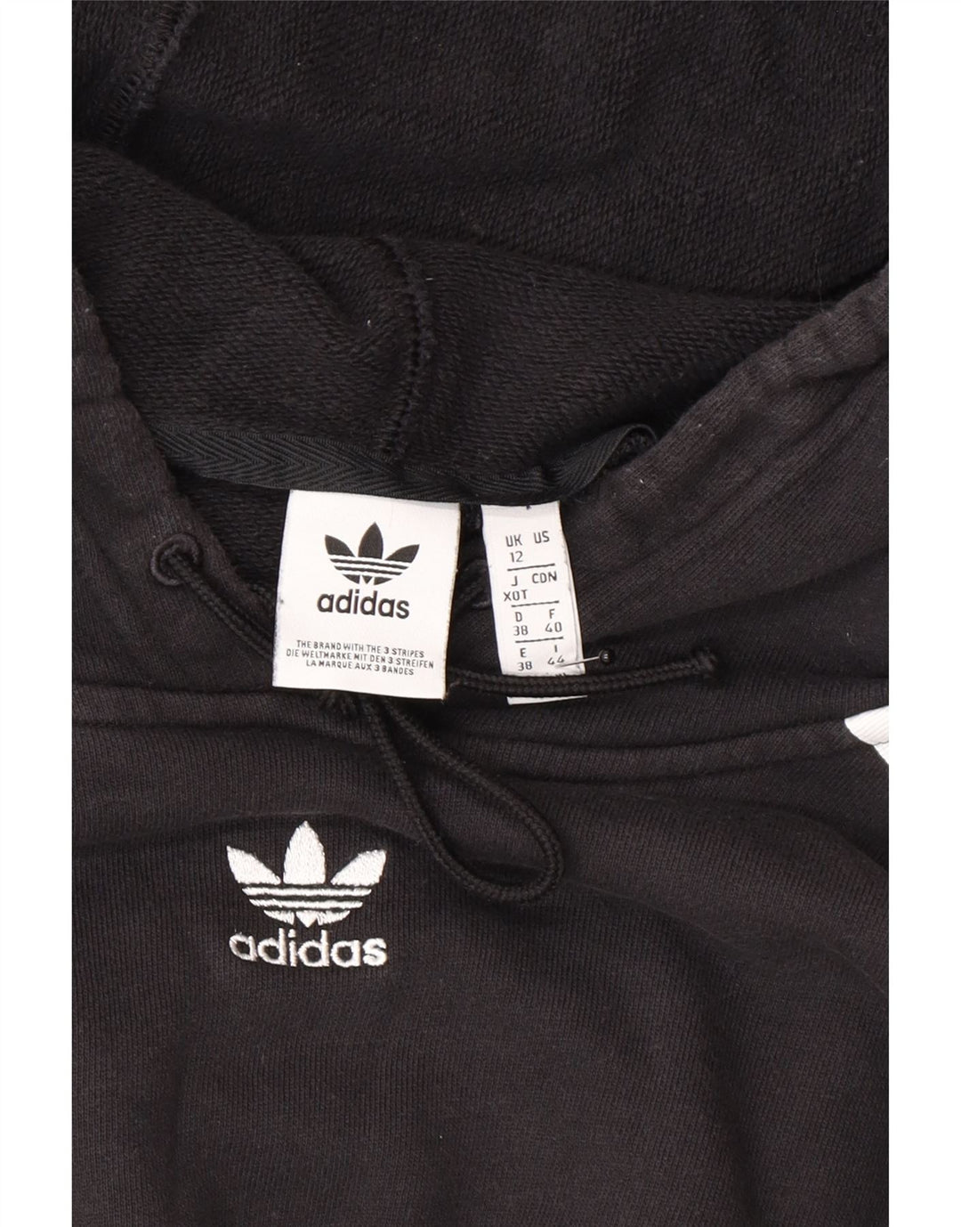 Maglione con cappuccio oversize corto da donna Adidas UK 12 medio nero