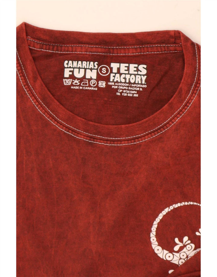 T-shirt vintage da uomo piccola in cotone rosso